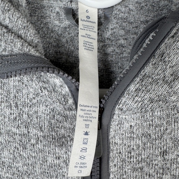 Lululemon Fleece & Thank You Pullover, Heathered White/Battleship, Size 6 - Picture 9 of 12